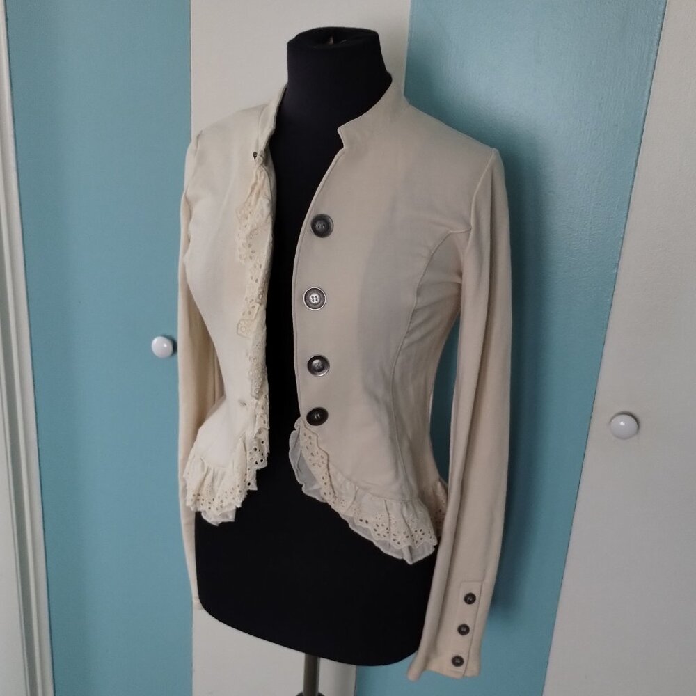 Xhilaration Off-White Blazer w/ Lace Floral Details - Picture 2 of 6